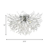 Contemporary Crystal Flush Mount Lamp - Silver/Gold Warm Light 6/8 Lights Bedroom Ceiling Fixture
