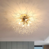 Contemporary Crystal Flush Mount Lamp - Silver/Gold Warm Light 6/8 Lights Bedroom Ceiling Fixture