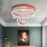 Modern Acrylic Round Flush Mount Lamp - Led Ceiling Light Fixture With Star Deco Warm/White