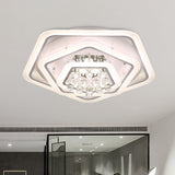 Modern White Crystal Ball Flush Mount Light - Led Ceiling Fixture (19.5/23.5/27.5 Wide) In