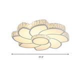 Contemporary Crystal Floral Led Flush Light For Bedroom - 23.5’/31.5’/39’ White 3 Colors