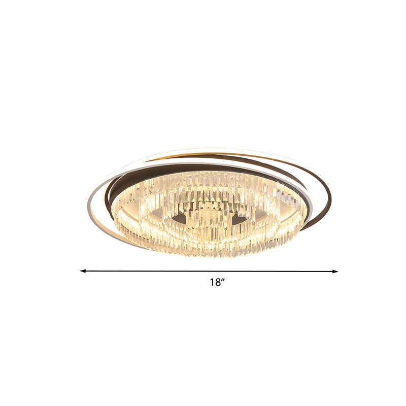 Simple Crystal Led Circular Living Room Flush Light -18/23.5/31.5 W White Light/Remote Control