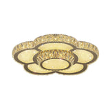 Modern White Clear Crystal Glass Flower Flush Mount Led Ceiling Light - 14/18/23.5 Warm/White Remote