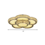 Modern White Clear Crystal Glass Flower Flush Mount Led Ceiling Light - 14/18/23.5 Warm/White Remote