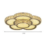 Modern White Clear Crystal Glass Flower Flush Mount Led Ceiling Light - 14’/18’/23.5’