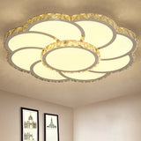 Modern Crystal Ceiling Lamp - Smart Led Flush Mount Light 18/24 Wide Warm/White White / 18 Warm