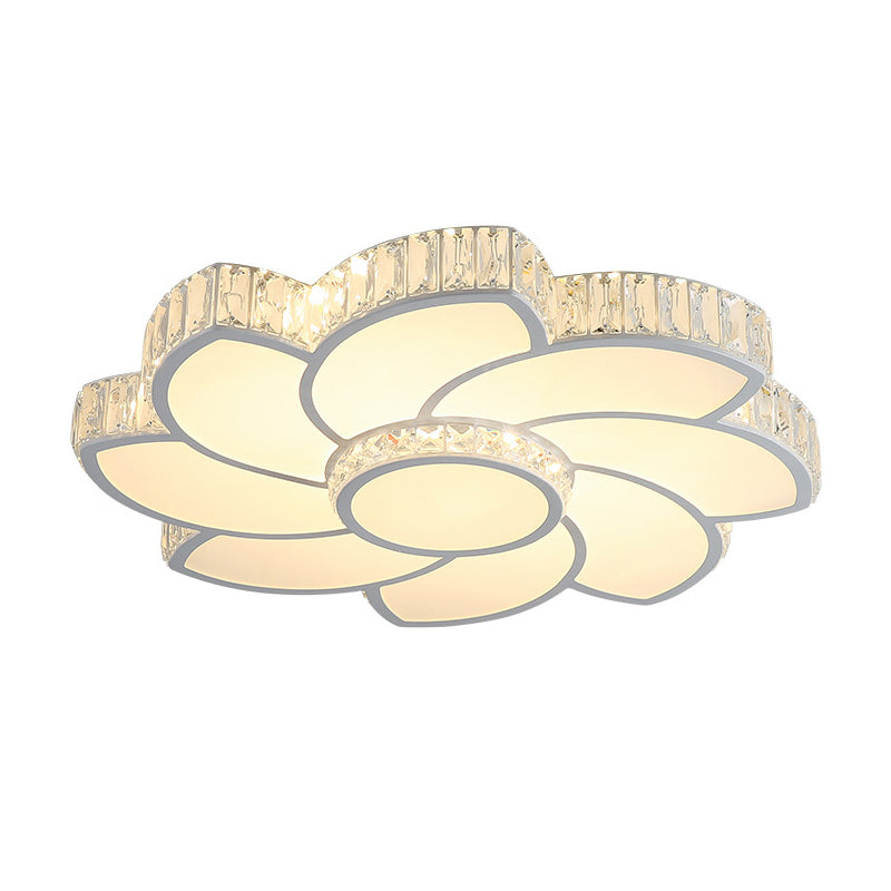 Modern Crystal Ceiling Lamp - Smart Led Flush Mount Light 18/24 Wide Warm/White