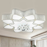 Modern White Led Flower Crystal Ceiling Lamp 21/24.5/31.5 Flush Mount For Living Room