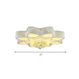 Modern White Led Flower Crystal Ceiling Lamp 21/24.5/31.5 Flush Mount For Living Room