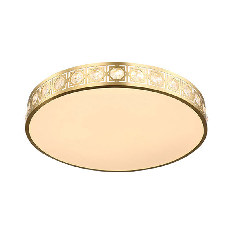 Modern Led Flush Mount Crystal Ceiling Lamp For Bedroom - 3 Sizes Available