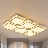 Contemporary Geometric Crystal Block Ceiling Light - Led Flush Mount 16/16.5/35.5 W White/3 Color