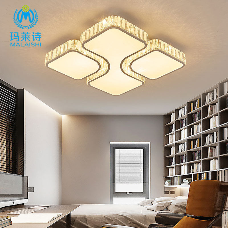 Contemporary Geometric Crystal Block Ceiling Light - Led Flush Mount 16/16.5/35.5 W White/3 Color