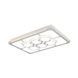 Led Crystal Flush Mount Lamp: Simple Rectangle Design | White 3 Color Light Remote Control Stepless