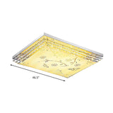 Contemporary Led Flush Mount Light - Rectangle/Square Shape With Crystal Rod And Acrylic Shade