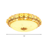 Simple Led Flush Light With Clear K9 Crystal Dome - 15/19/23 Wide White Ceiling Lamp (Warm/White/3