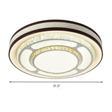 Modern Crystal Led Flush Mount Ceiling Light In White - 19.5/31.5 Diameter