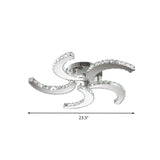 Simple Windmill Crystal Semi Flush Mount: 5 - Light Light In Chrome Bedroom Lighting With