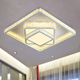 Minimalist Faceted Crystal White Ceiling Light Fixture - Led Flush Mount 19.5/23.5 W