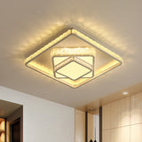 Minimalist Faceted Crystal White Ceiling Light Fixture - Led Flush Mount 19.5/23.5 W