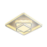 Minimalist Faceted Crystal White Ceiling Light Fixture - Led Flush Mount 19.5/23.5 W