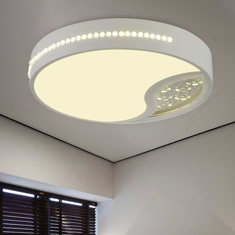 Minimalist Gray Drum Acrylic Led Ceiling Light For Bedroom - Flush Mount 19.5/31 Wide