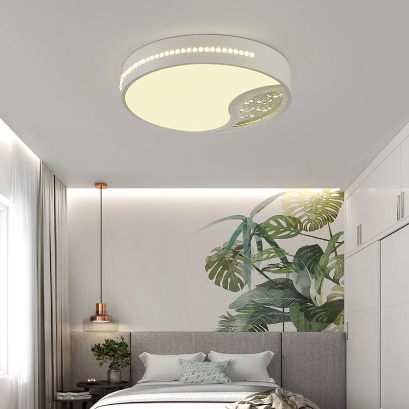 Minimalist Gray Drum Acrylic Led Ceiling Light For Bedroom - Flush Mount 19.5/31 Wide