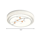 Simple Crystal Drum Ceiling Flush Mount - White Led Light For Bedroom (White/3 Color A/B)