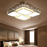 Modern K9 Crystal Led Ceiling Light - Flush Mount Acrylic Shade Remote Control Dimming 21.5/37.5