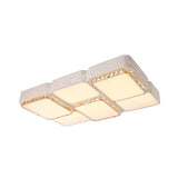 Modern K9 Crystal Led Ceiling Light - Flush Mount Acrylic Shade Remote Control Dimming 21.5/37.5