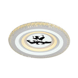 Modern Crystal Led Ceiling Light For Dining Rooms - Round Design Flush Mount White Finish