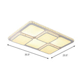 Contemporary Crystal Led Square Flush Mount Lamp Warm/White Light