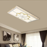 Contemporary Crystal Rectangle Ceiling Flush Mount With White Led Lighting For Living Room - Flower