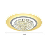 18/23.5 Led Round Flush Light Fixture - Elegant White Crystal Mount Lighting For Living Room In