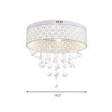White Angel/Crystal Bead Flush Mount Led Bedroom Light - Simple Metal Design Multiple Sizes