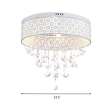 White Angel/Crystal Bead Flush Mount Led Bedroom Light - Simple Metal Design Multiple Sizes