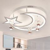 Led Acrylic Flush Ceiling Light - Modern Style White Star Moon Bedroom Lamp In 3 Color Options /