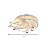 Led Acrylic Flush Ceiling Light - Modern Style White Star Moon Bedroom Lamp In 3 Color Options