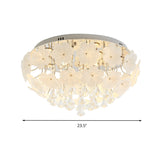 Modern Crystal Led White Flush Light - Petal Living Room Mount Lamp (16/19.5/23.5 Sizes)