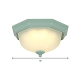 Macaron Style Flush Ceiling Light With Ridge Glass Dome Shape - Ideal For Balcony