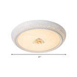 White Crystal Led Flush Mount Lamp - 23/31/36 Round Bedroom Lighting Fixture 3 Color Light Options