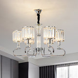 Contemporary Crystal Hanging Ceiling Light: 3/6 Lights Chrome Chandelier Design