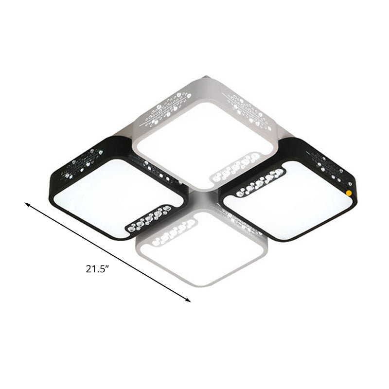 Modern Black And White Ceiling Light Fixture With Acrylic Shade - Choose Warm Or 3 Color 4/6 Lights