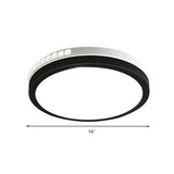 16/19 W Led Round Flush Mount Lamp Black Crystal Ceiling Fixture With Warm/White/3 Color Light