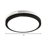 16/19 W Led Round Flush Mount Lamp Black Crystal Ceiling Fixture With Warm/White/3 Color Light