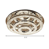 Modern Chrome Crystal Flush Mount Led Ring Light Fixture For Bedroom - 21.5/31.5 Wide