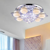 Modern Crystal Ball Flower Ceiling Light Gray Flush Mounted With 3/5/7 Heads In Warm/White