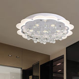 Modern Crystal Ball Flush Mount Light - White Flower Design 22/25.5/31.5 Wide Led Ceiling With