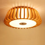 Modern Bamboo Flush Light Fixture - Tapered Design Wood Ceiling Mounted 19.5/23.5 Wide 1 Bulb / 19.5