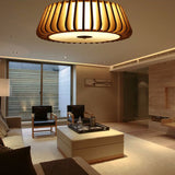Modern Bamboo Flush Light Fixture - Tapered Design Wood Ceiling Mounted 19.5/23.5 Wide 1 Bulb