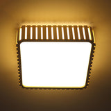 Contemporary Wood Led Flush Mount Ceiling Light Fixture - Bamboo Square Design / B